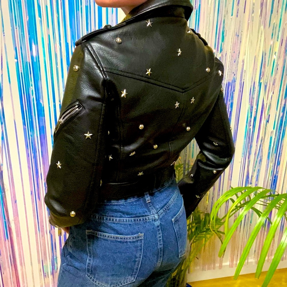 F21 • Star Studded Slightly Cropped Motorcycle Jacket